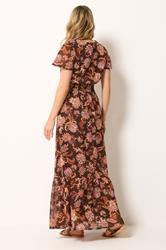 LTS Tall Women's Brown Floral Shirred Waist Maxi Dress | Long Tall Sally 2