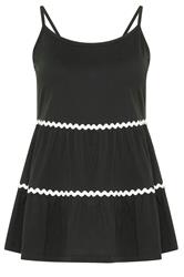 YOURS Plus Size Black Tiered Swing Vest Top | Yours Clothing 5