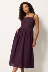 M&Co Berry Purple Embroidered Trim Dress | M&Co 1