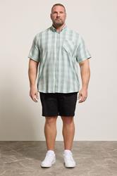 KAM Big & Tall Mint Green Short Sleeve Check Shirt | BadRhino 1