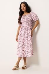 PixieGirl Petite Women's Pink Animal Print Midi Dress | PixieGirl 1