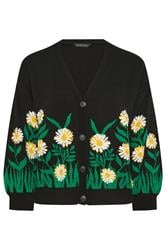 LIMITED COLLECTION Plus Size Black Floral Knitted Cardigan | Yours Clothing 5