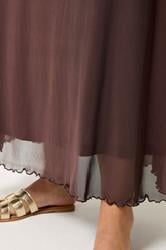 YOURS Plus Size Chocolate Brown Mesh Skirt | Yours Clothing 5