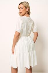 YOURS Plus Size White Flower Detail Shirt Dress | Yours Clothing 2