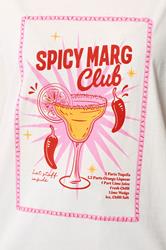 YOURS Plus Size Ivory White 'Spicy Marg Club' Slogan T-Shirt | Yours Clothing 5