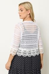 YOURS Plus Size White Waterfall Cardigan | Yours Clothing 2