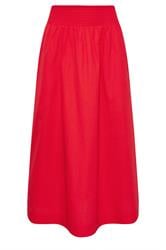 PixieGirl Petite Women's Red Shirred Poplin Maxi Skirt | PixieGirl 6