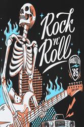KAM Big & Tall Jet Black Rock N Roll Skeleton Print T-Shirt | BadRhino 3