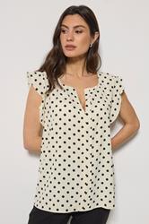 M&Co Ivory White Polka Dot Frill Sleeve Blouse | M&Co 3