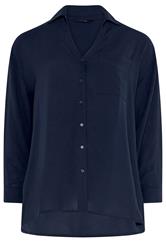 EVANS Curve Navy Blue Long Sleeve Shirt | Evans 5