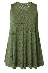 YOURSET 2 PACK Plus Size Black & Green Pointelle Vest Top | Yours Clothing 8