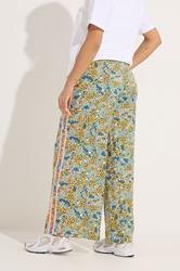 PixieGirl Petite Women's Pink Ditsy Floral Side Stripe Wide Leg Trousers | PixieGirl 4