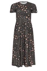 PixieGirl Petite Brown Patchwork Midi Dress