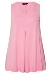 YOURS top sin mangas fucsia brillante con pliegues delanteros