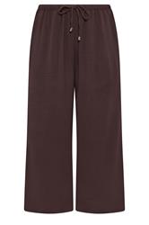 EVANS Curve Chocolate Brown Wide Leg Tie Trouser