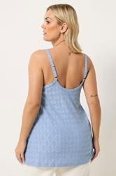 YOURS Plus Size Blue Broderie Anglaise Vest Top | Yours Clothing 2