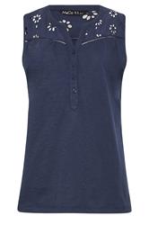 M&Co Navy Blue Floral Embroidered Cotton Vest Top | M&Co 5