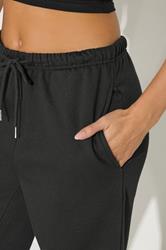 PixieGirl Petite Women's Black Drawstring Wide Leg Joggers | PixieGirl 4