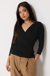 PixieGirl Petite Women's Black Wrap Top | PixieGirl 3