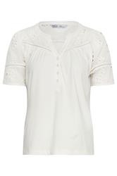 M&Co Petite Ivory White Broderie Cotton T-Shirt