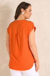 EVANS Plus Size Orange Zip Front Blouse | Evans 2