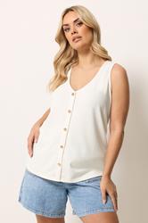 YOURS Plus Size White Shell Detail Vest Top | Yours Clothing 3
