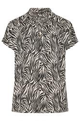 YOURS Curve Black Zebra Button Half Placket Blouse