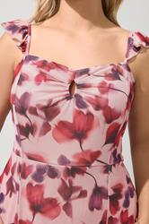 YOURS Plus Size Pink Floral Keyhole Ruffle Dress | Yours Clothing 4
