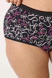 YOURSET Plus Size 5 PACK Black Bow Print Full Briefs | Yours Clothing 5