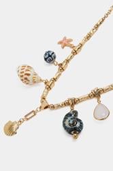 Gold Tone Shell Charm Statement Necklace | Yours Clothing 2