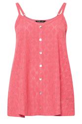 YOURS Curve Coral Pink Broderie Anglaise Vest Top