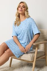 YOURS Plus Size Blue Heart Side Split Nightdress | Yours Clothing 1
