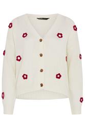 YOURS ivoorwit vest met bloemenapplicatie