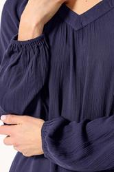 LTS Tall Women's Navy Blue Crinkle Blouse | Long Tall Sally 4