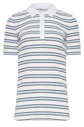 LTS Tall White & Blue Stripe Polo Top