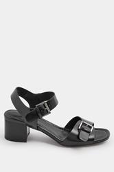 LTS Black Buckle Block Heel In Standard Fit | Long Tall Sally 4