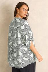 EVANS Plus Size White & Black Linear Blouse | Evans 2