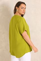 EVANS Plus Size Green Pleat Front Blouse | Evans  2