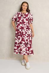 EVANS Plus Size Red Floral Tie Neck Maxi Dress | Evans 3