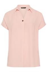 YOURS Curve Pink Button Half Placket Blouse