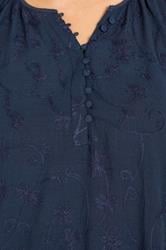 EVANS Plus Size Navy Blue Floral Embroidered Blouse | Evans 5