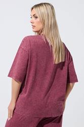 LIMITED COLLECTION Plus Size Red Acid Wash Seam Detail Top | Yours Clothing 2