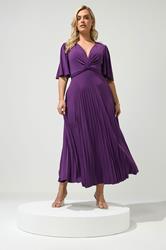YOURS LONDON Plus Size Plum Purple Knot Pleated Maxi Dress | Yours Clothing 1