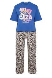 YOURS Plus Size Blue & Leopard Print 'Ibiza' Pyjama Set | Yours Clothing 5