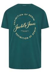 JACK & JONES Big & Tall 5 PACK Blue/Navy Blue/Green/Off-White/Black T-Shirts | BadRhino 5