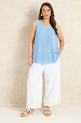 EVANS Plus Size Light Blue Pleat Swing Vest Top | Evans 1