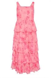 YOURS Curve Pink Floral Ruffle Dress
