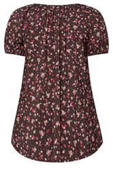 YOURS Plus Size Chocolate Brown Floral Blouse | Yours Clothing 2