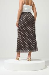 YOURS LONDON Plus Size Brown & Blue Polka Dot Maxi Skirt | Yours Clothing 4