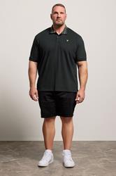 LYLE & SCOTT Big & Tall Black Tartan Collar Polo Shirt | BadRhino 1